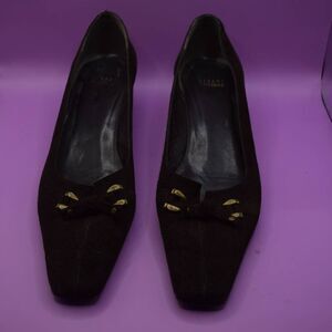Stuart Weitzman Brown Velvet Square Toe  Kitten Heel - 10.5